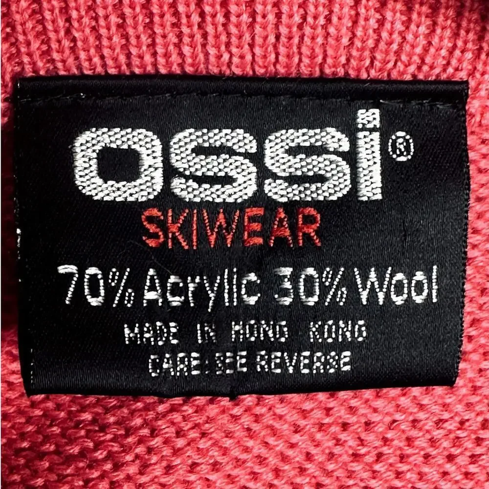 Ossi Skiwear Pink Fair Isle Wool Blend Sweater Size S